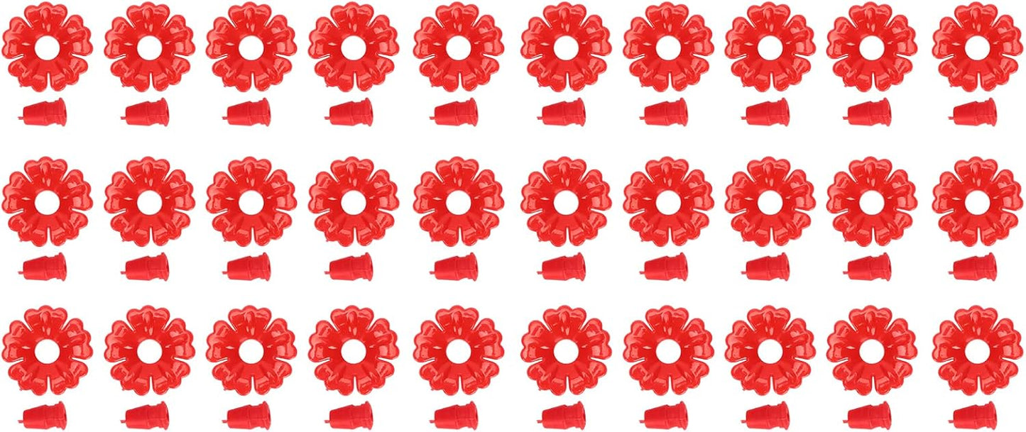 Feeding Port Replacement Parts, Hummingbird Feeder Flowers Bright Colors Attractive 30 Set for Outdoor(red)