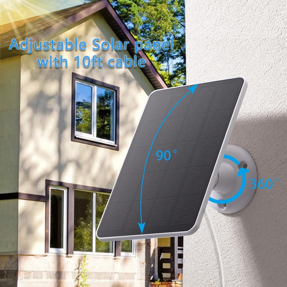 Bird Feeder Camera Solar Panel Replacement Compatible with NETVUE, Bird Buddy, HARYMOR, Fazoxo, SOLIOM, VIMKIM Bird Feeder with Battery Camera, 4W 5V Solar Panel 9.8ft Charging Cable DC 3.5 Connector