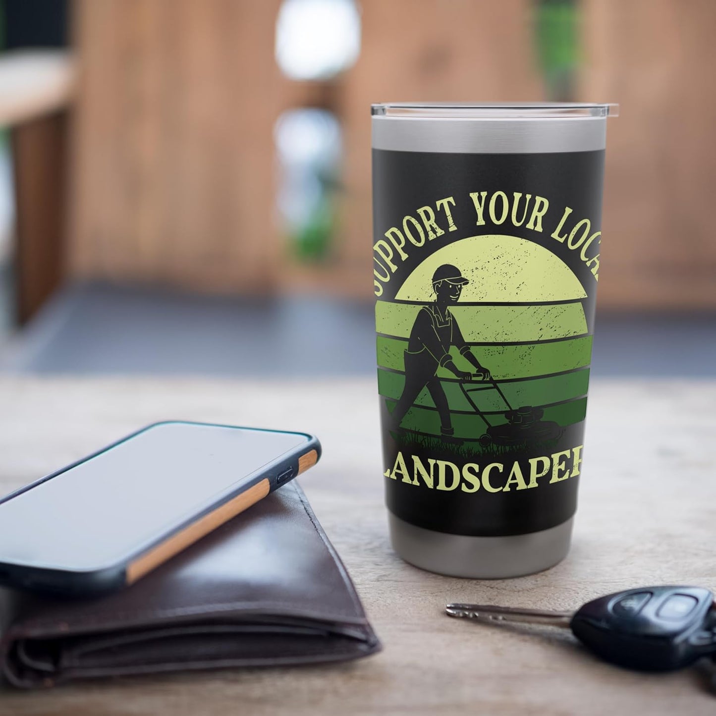 Lawn Mower Mowing Gardener Support Your Local Landscaper Stainless Steel Insulated Tumbler