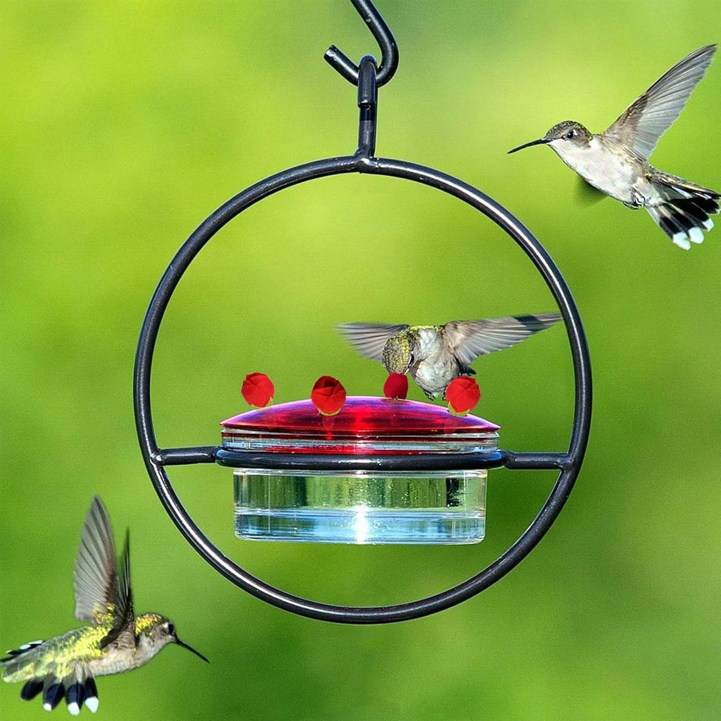 30Pcs Hummingbird Feeders Replacement Flowers, Unique Pet Bird Feeder Replaceable Flowers Parts with 2 Cleaning Brush, Hummingbird Feeding Ports Bee Guards for Outdoor Hanging Feeders (Red)