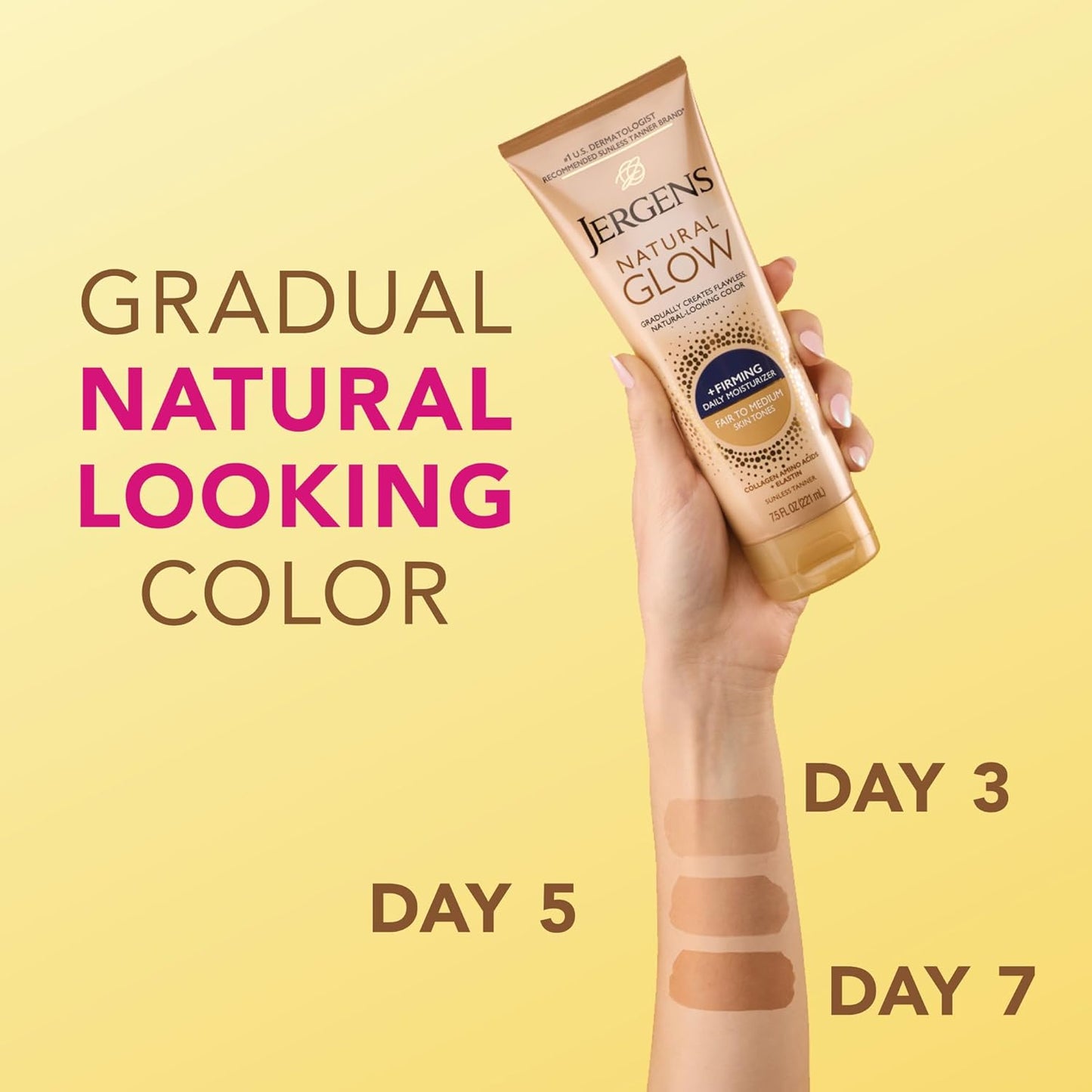 Jergens Natural Glow +Firming Self Tanner Body Lotion, Fair to Medium 