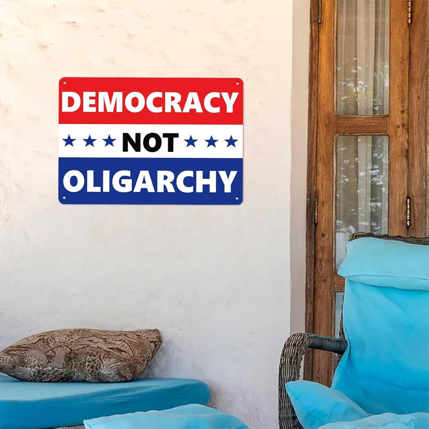 No Kings Protest Yard Metal Signs-Democracy Not Oligarchy Poster For Y