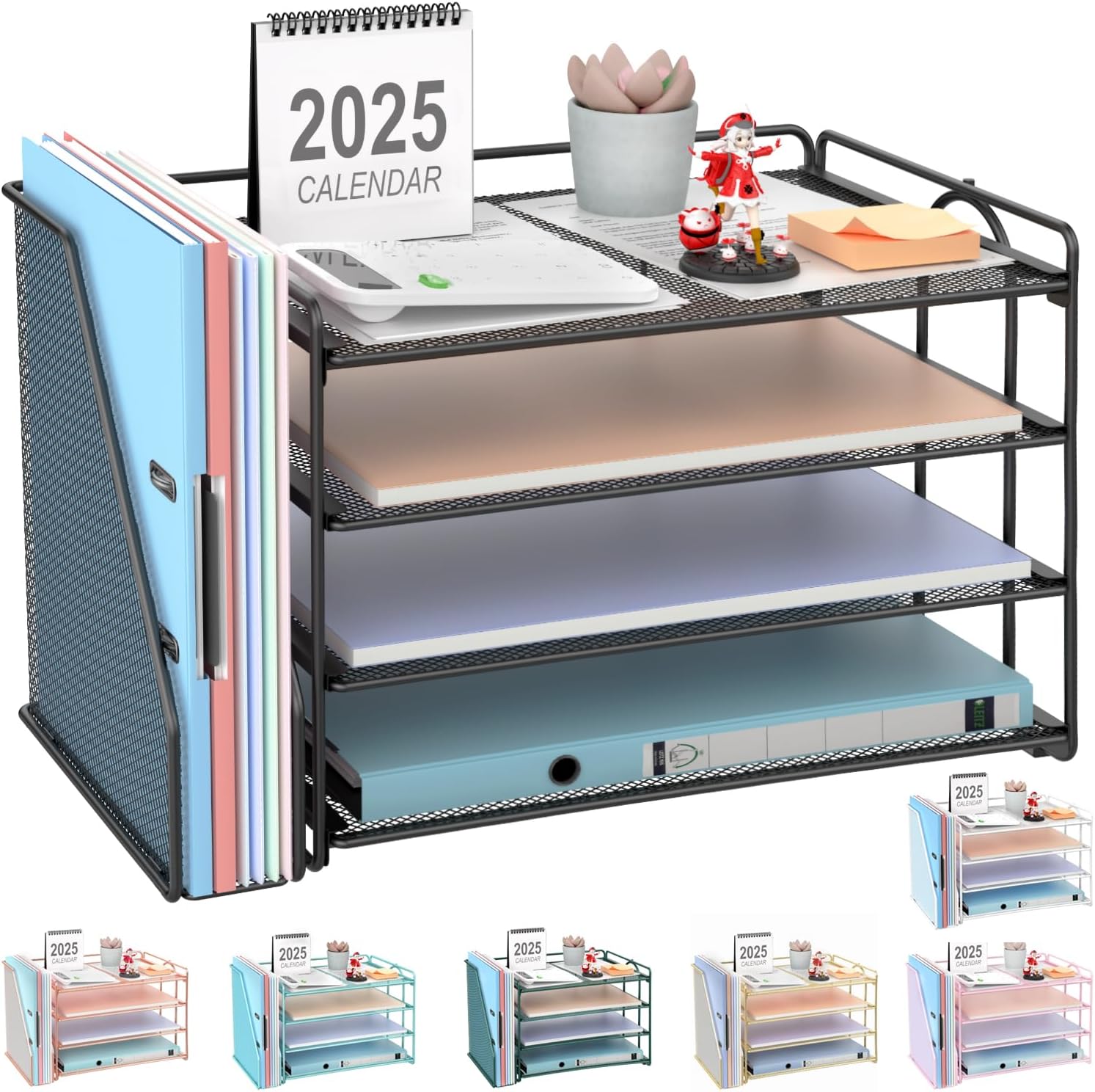 gianotter 4-Tier Paper Organizer With Magazine Holder, Desk Organizers