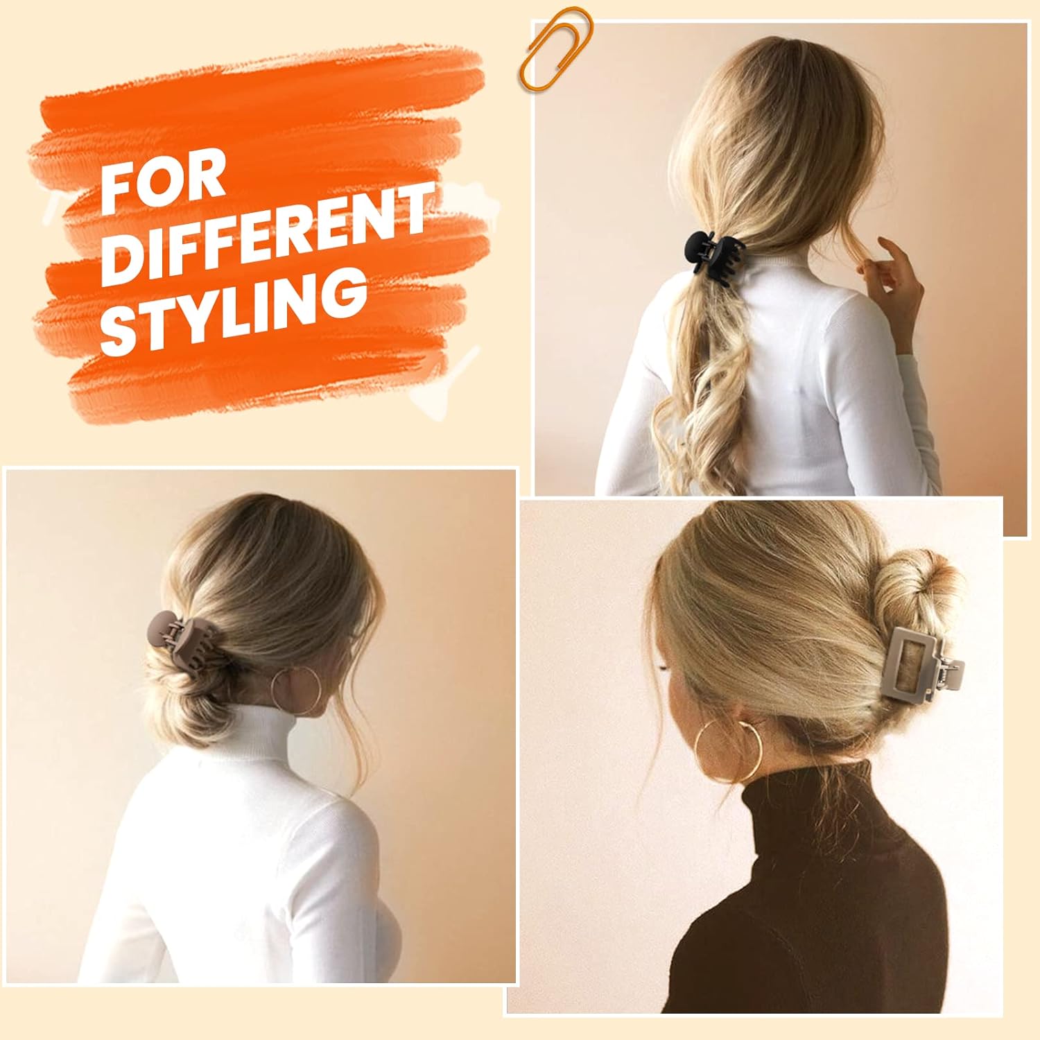 Matte Hair Clips for Women and Girls - Rectangle and Double Row Small 