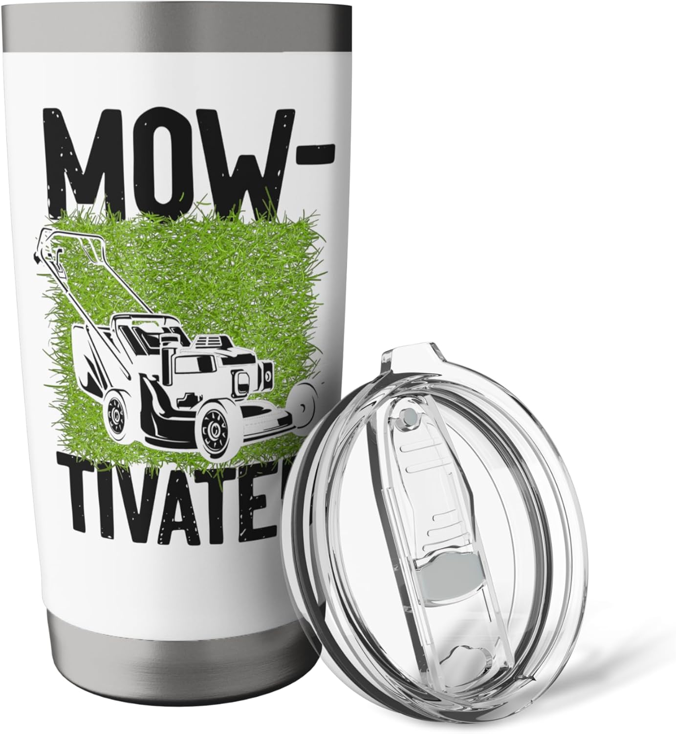 Lawn Mower Mowing Dad Father Landscaper Vintage Mow-Tivated Stainless Steel Insulated Tumbler
