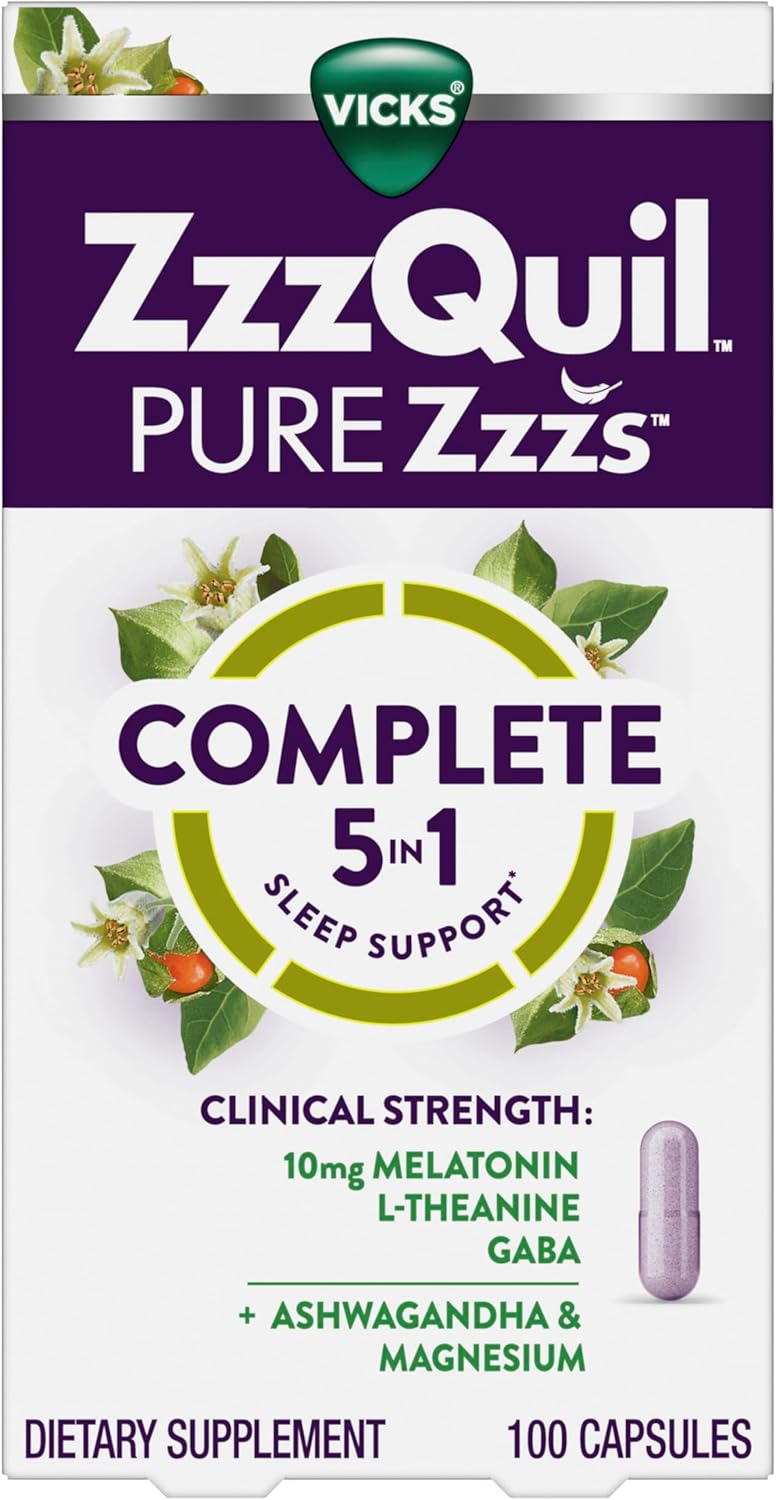 ZzzQuil Pure Zzzs Complete Sleep, Melatonin 10mg, L-Theanine, GABA, wi