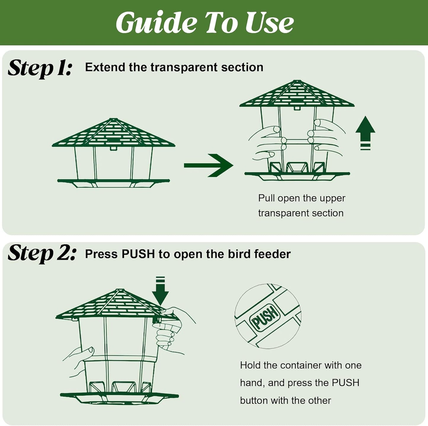 KSIA Klear Bird Feeder for Outdoor Hanging, Squirrel Proof Bird Feeders, Wild Birdfeeders Outside Hanging, Large Capacity Birdfeeder for Cardinal, Attracting Wild Birds, 2 Pack