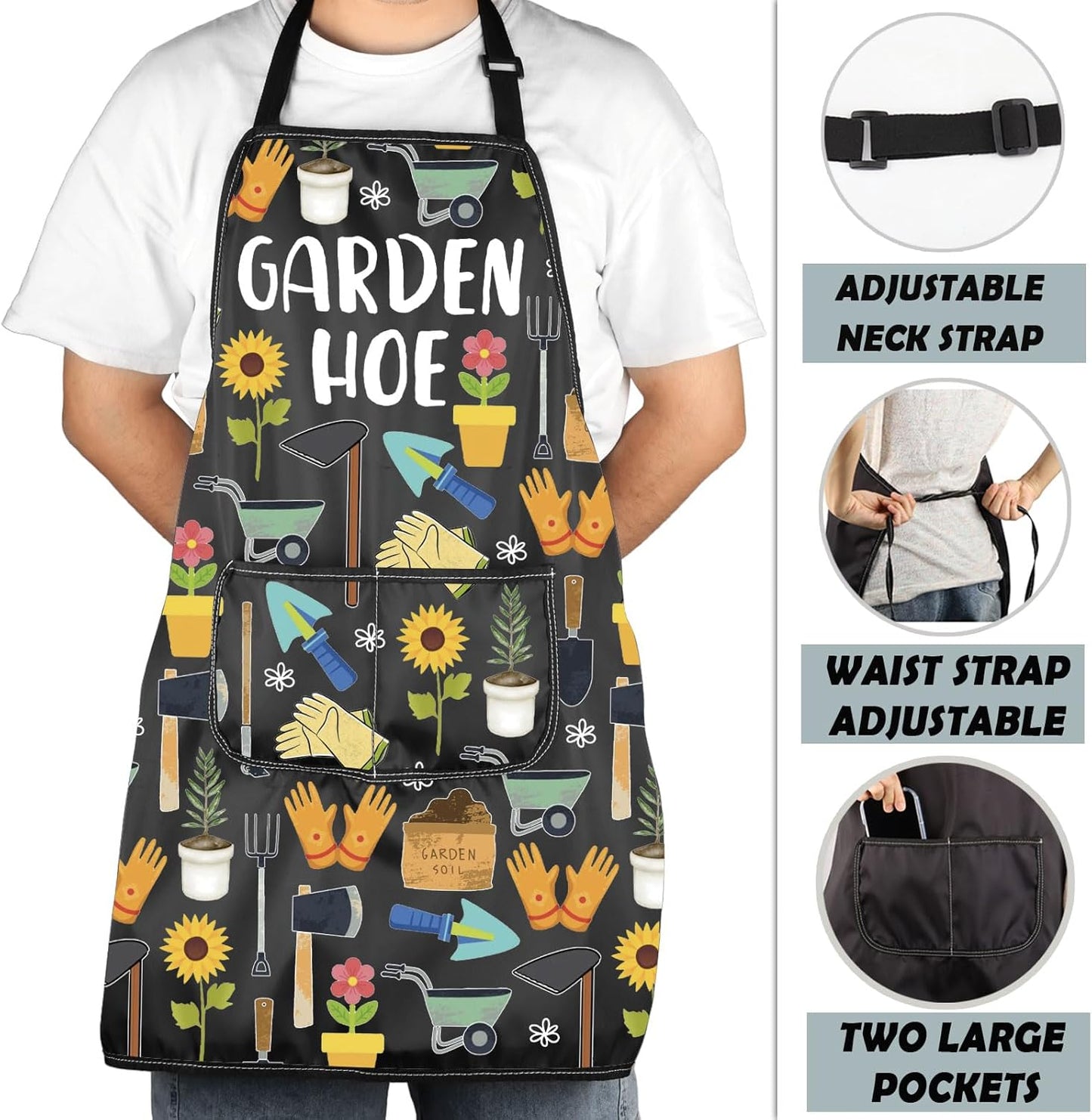 MNIGIU Gardener Apron With Pockets Funny Gardening Gifts Garden Hoe Apron Farmer Inspired Gift Plant Lover Merch