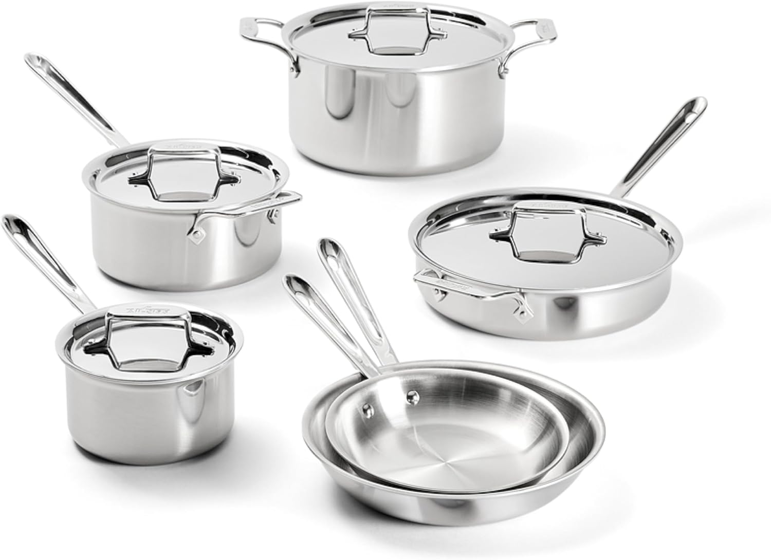 All-Clad D5® Stainless Steel Core 10 Piece Cookware Set- Made in USA- 