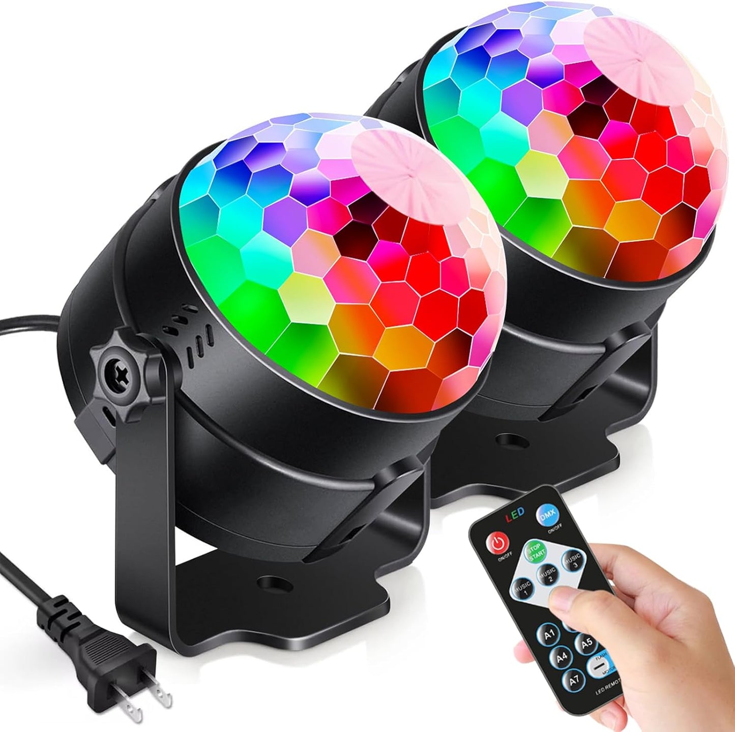 Luditek 2-Pack Sound Activated Party Lights with Remote Control, Disco