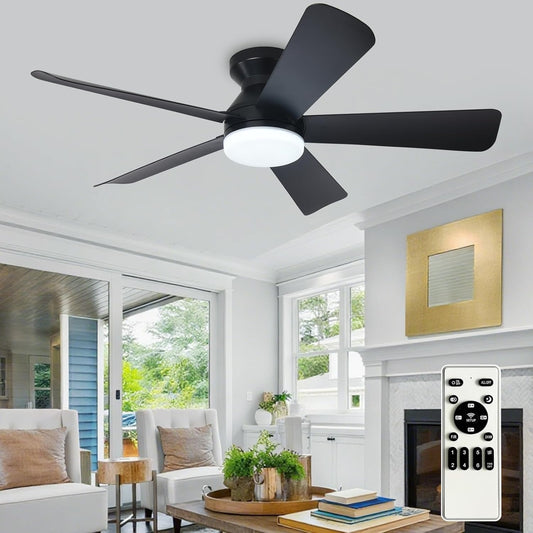Depuley Modern Ceiling Fan with Light: 42-Inch Black Small Fans for Be