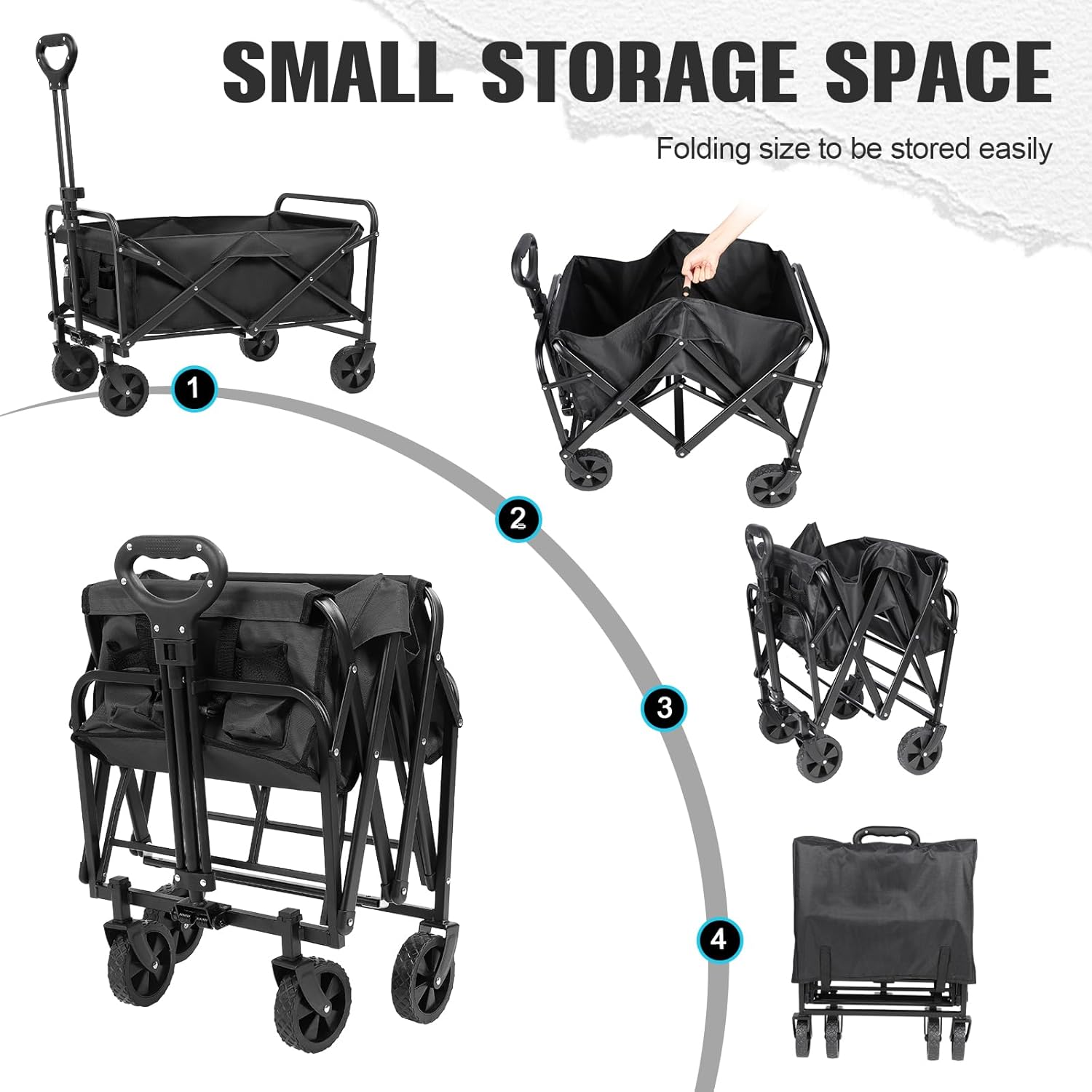 Collapsible Wagon Cart Foldable,Wagon Carts with Wheels Folding,Utilit