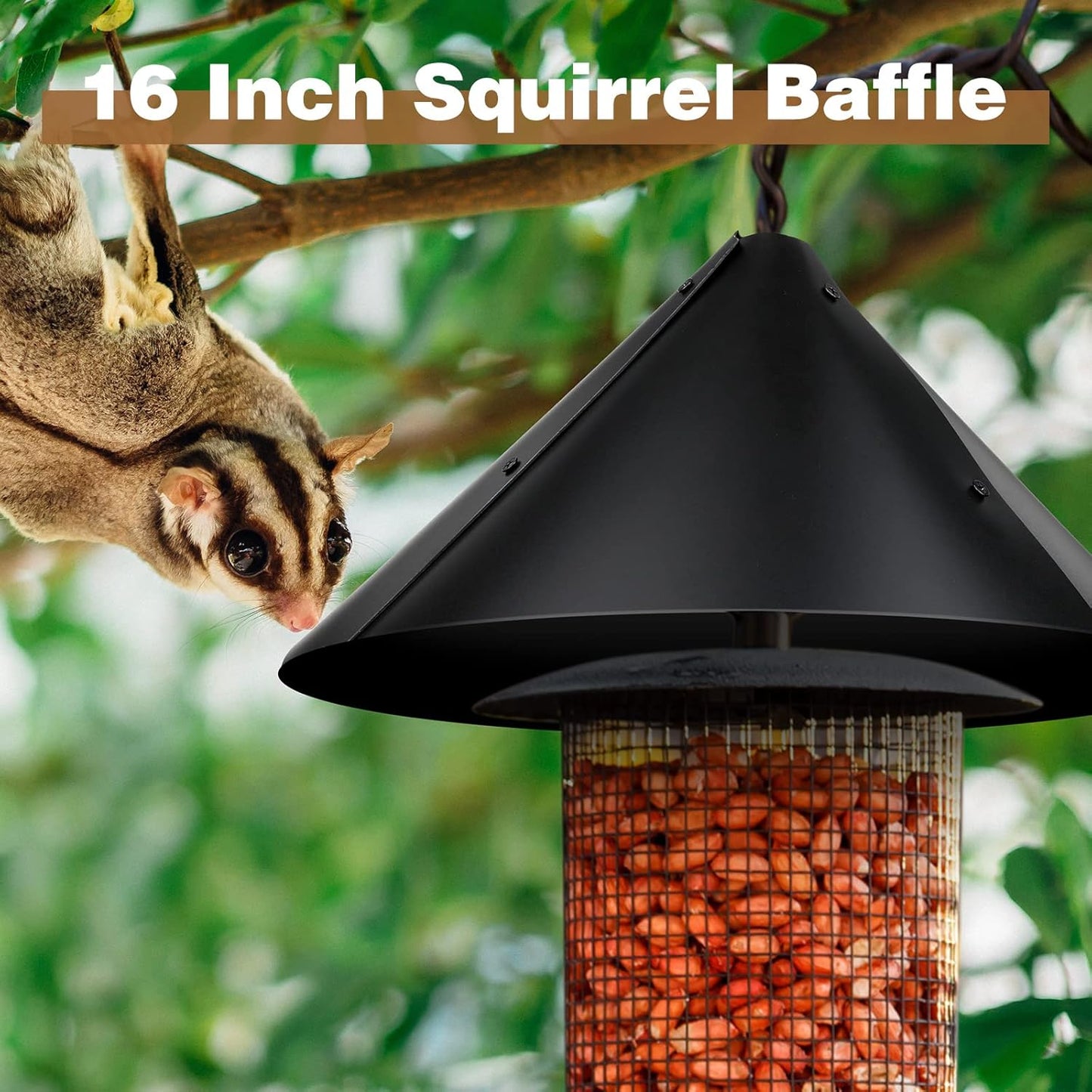 Tanlade 2 Pack Squirrel Baffle Guard Black Plastic Wide Wrap Around Guard Stopper Keep Squirrels Off Bird Feeder Baffle for Bird Feeder Pole Outside Shepherd Hooks(14 Inch)