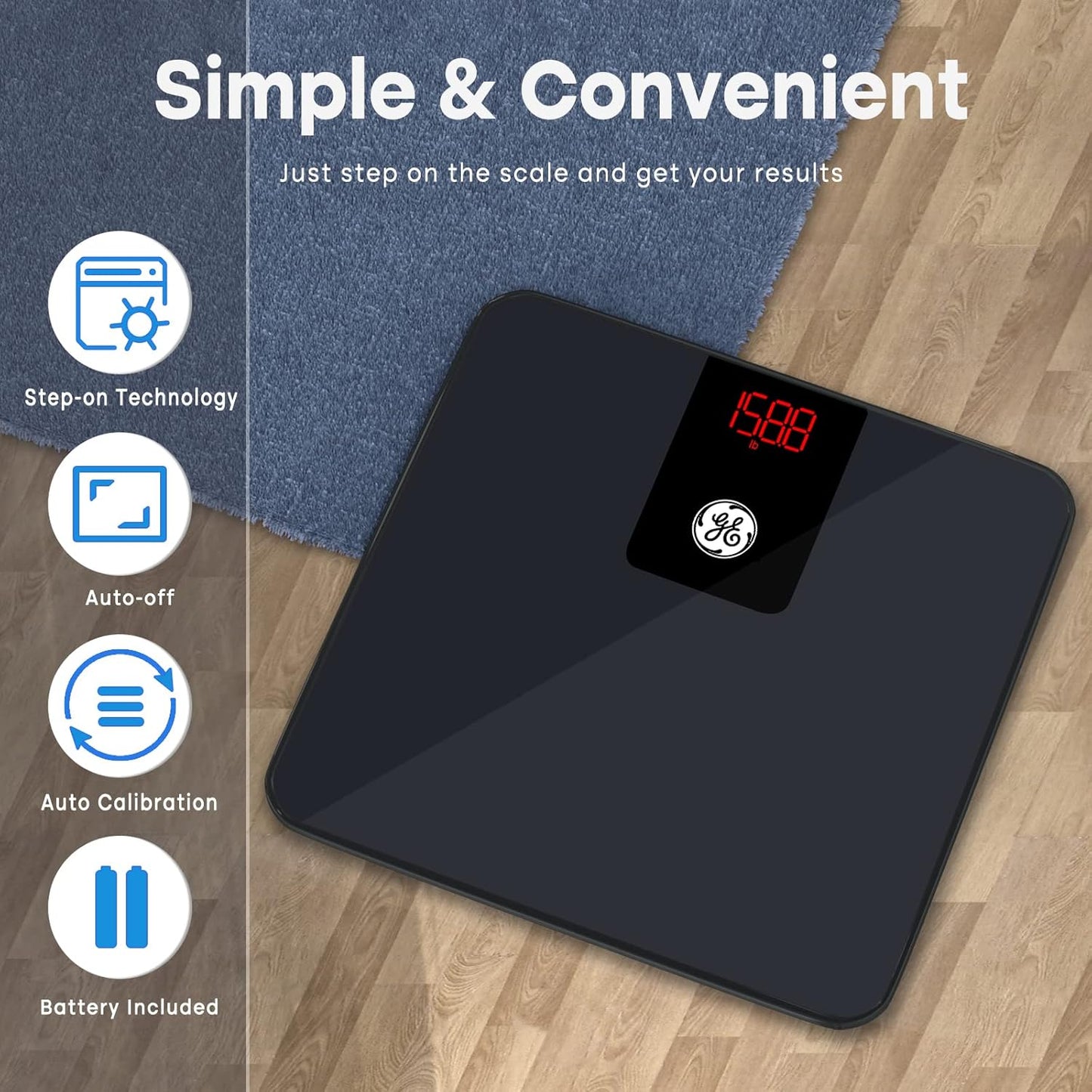 GE Digital Bathroom Scale for Weight, Smart Bluetooth Body Weight and 