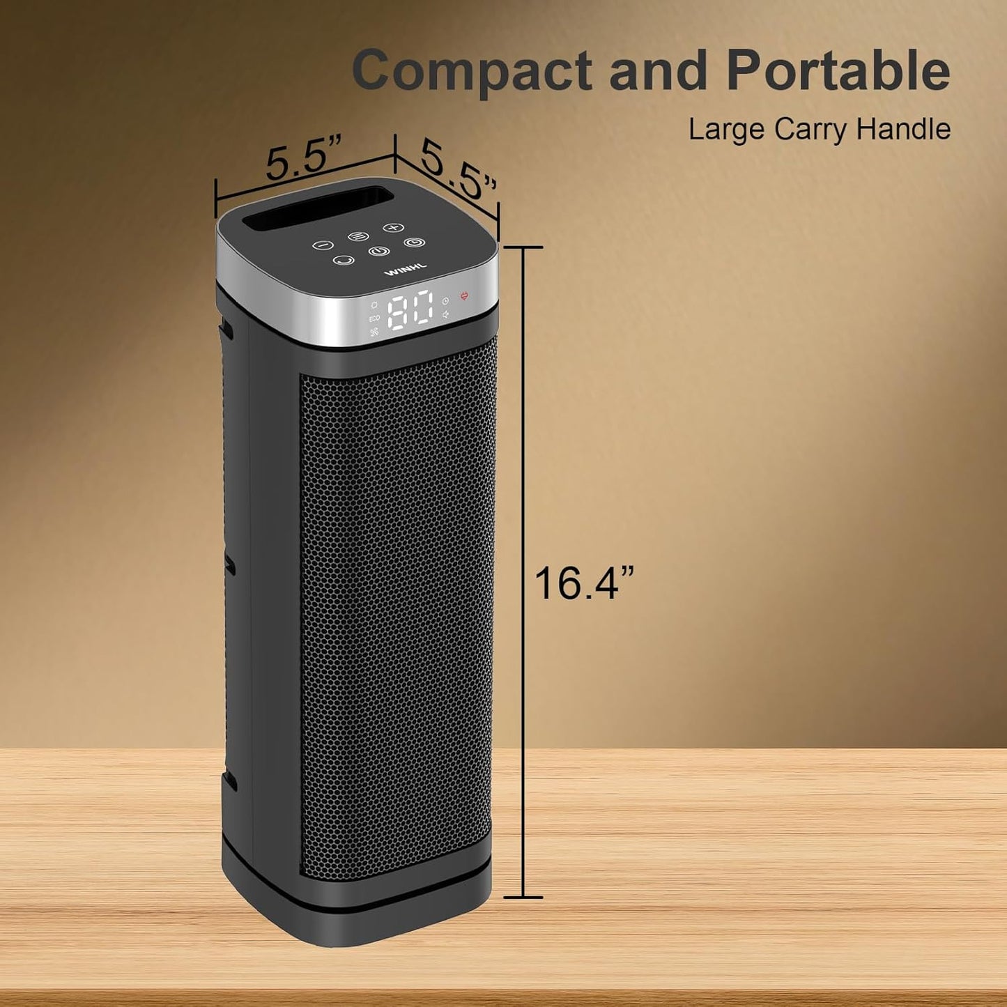 Space Heater, WINHL 17 Inches Electric Heaters for Indoor Use with The