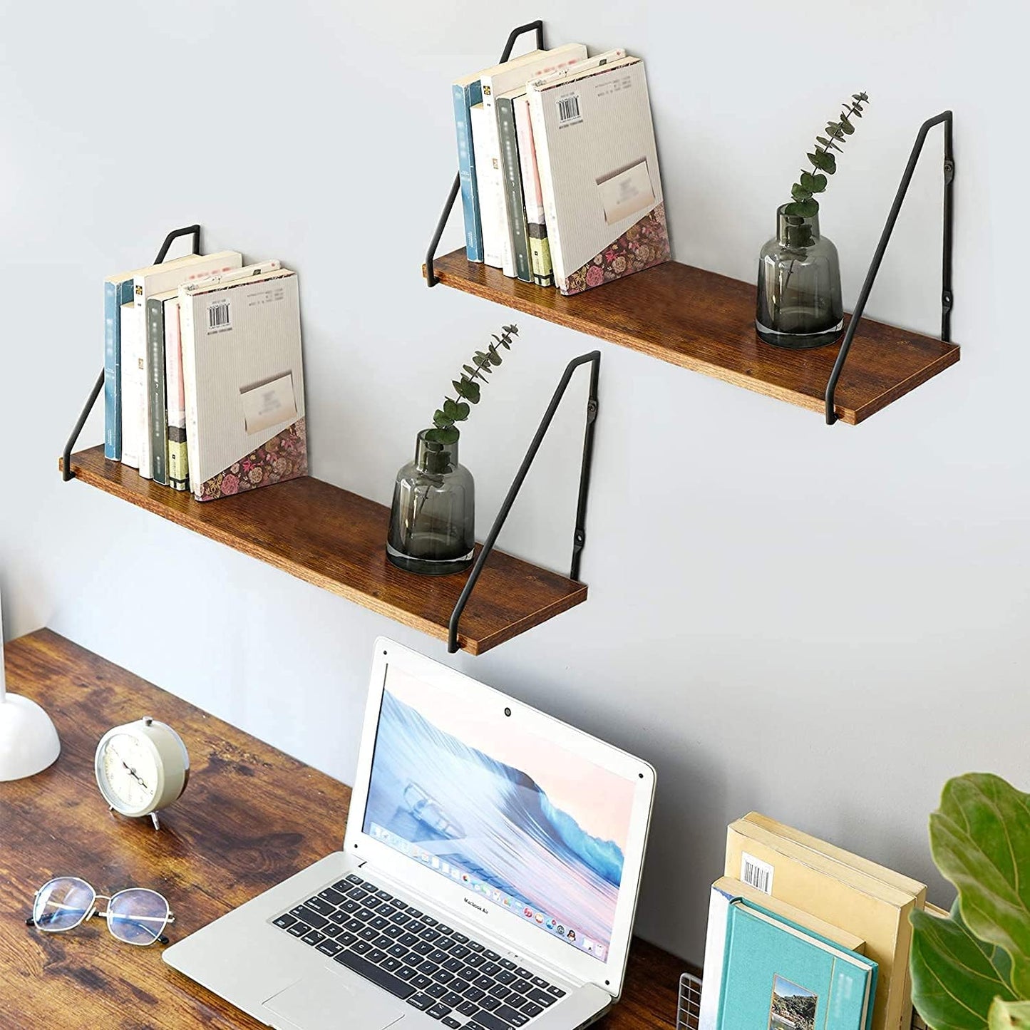 Floating partition Floating Shelves Wall Shelf Outdoor Shelving Unit for Wall Plant Stand Kitchen Spice Rack Storage Organiser Shelf for Bedroom Bathroom Living Room Shelf (2 1 Tier)