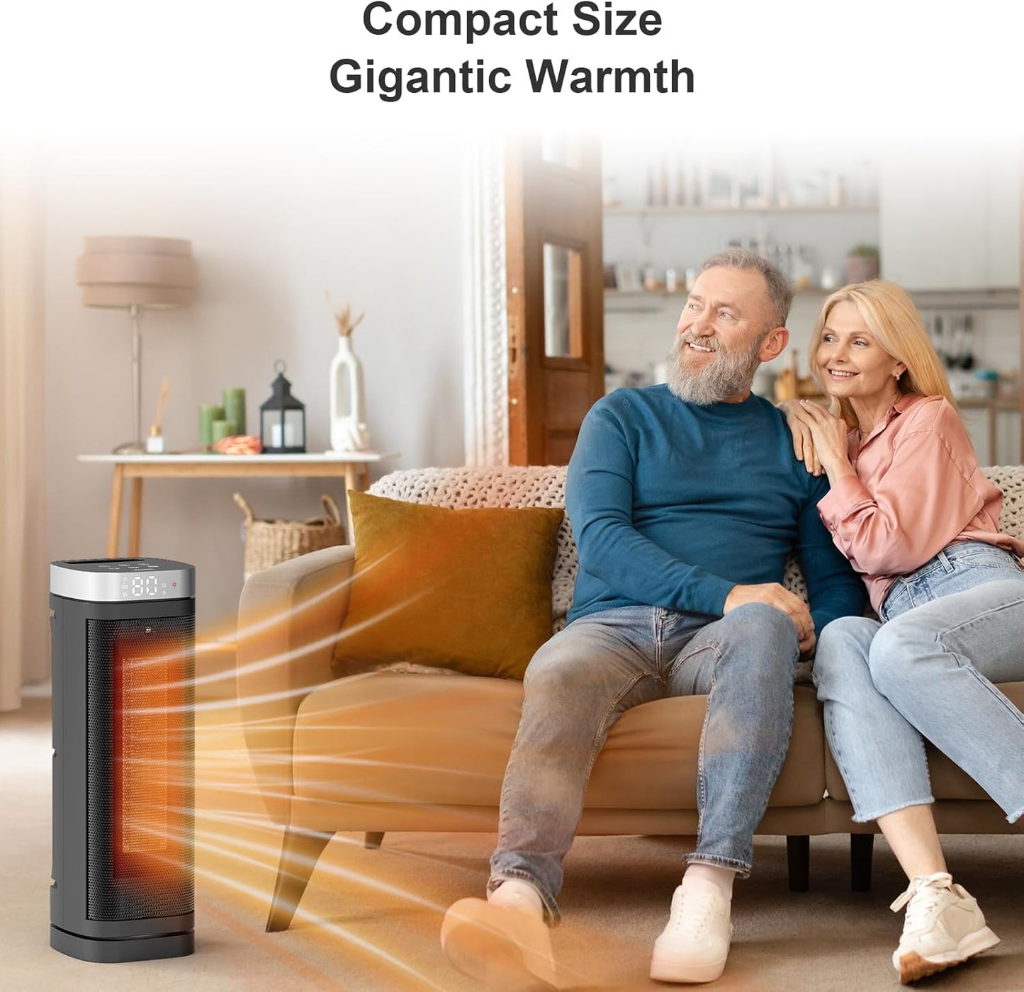 Space Heater, WINHL 17 Inches Electric Heaters for Indoor Use with The