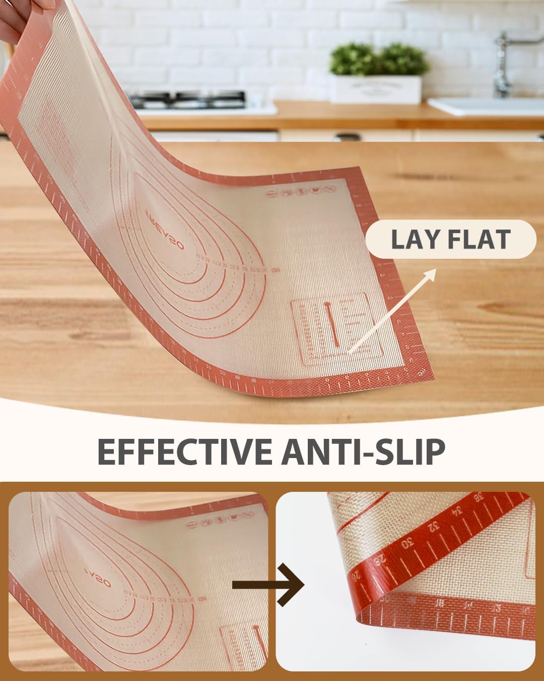 Silicone Baking Mat, 24" x 16" Baking Mat, Pastry Rolling Sourdough Ba