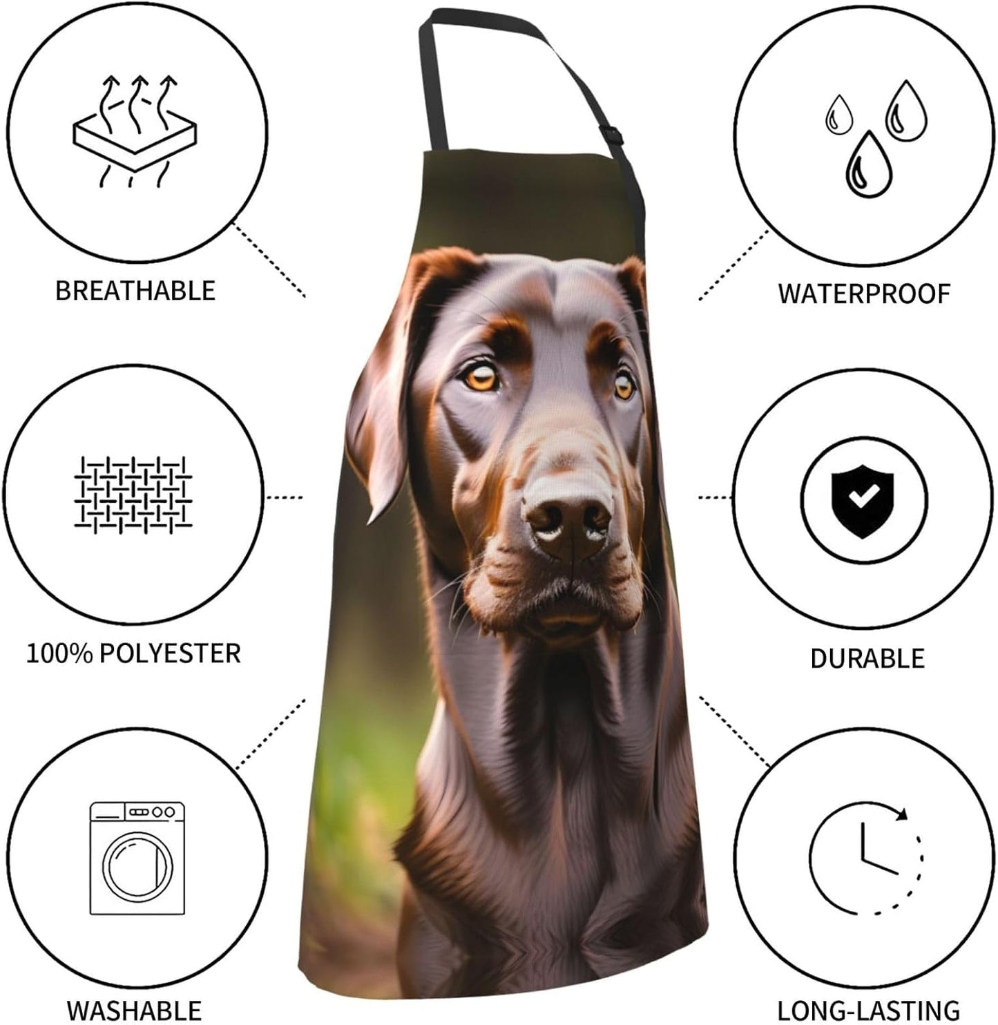 Brown Labrador Retriever Print Laundry apron 28x33 In Waterproof Kitchen Apron with Pockets for Cooking Baking