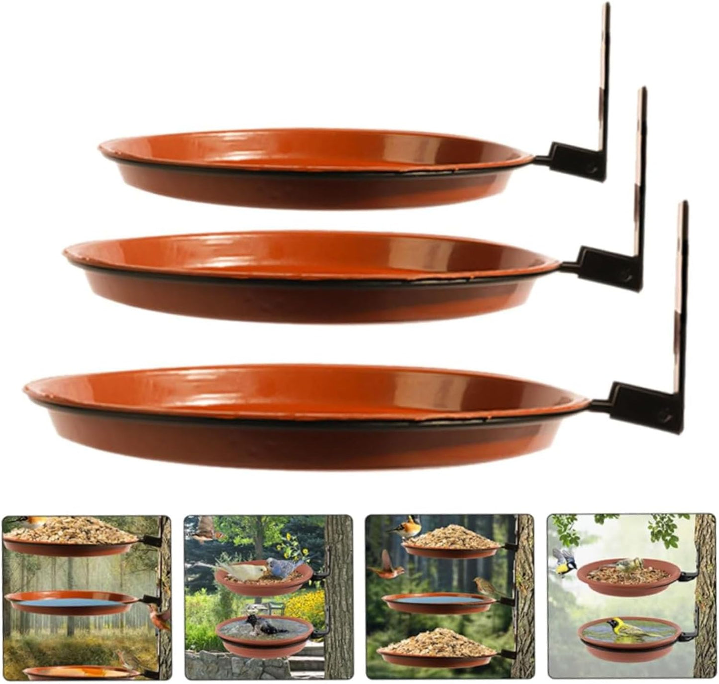 3 Tiered Outdoor Bird Feeders With Mounted Feeding Tray And Reinforced Base For Stable Wild Bird Attraction Watching Multiuse Garden Feeder