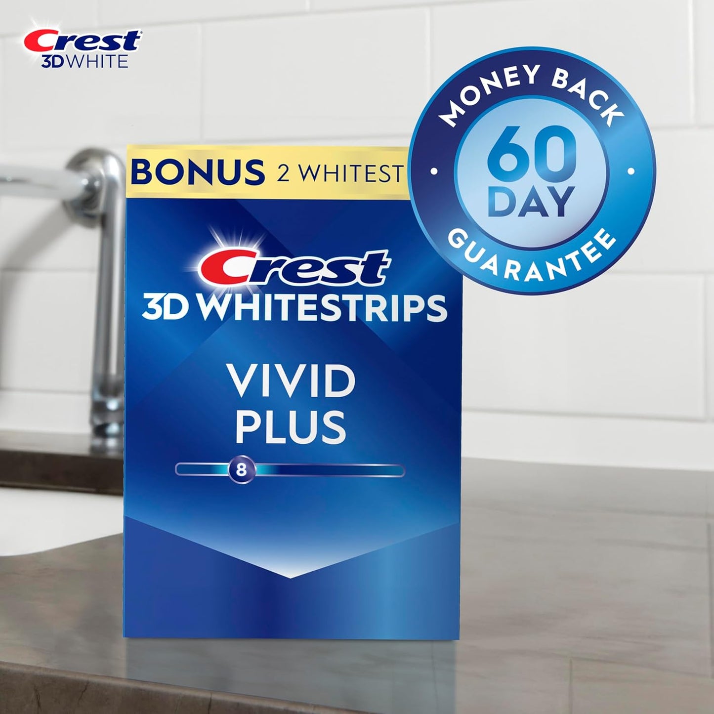 Crest 3D Whitestrips Vivid Plus, Teeth Whitening Strip Kit, 10 Treatme