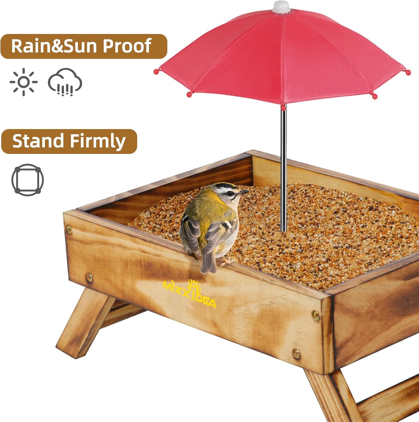Ground Bird Feeder for Outdoors Bird&Squirrel Feeder Wooden Chicken Pi