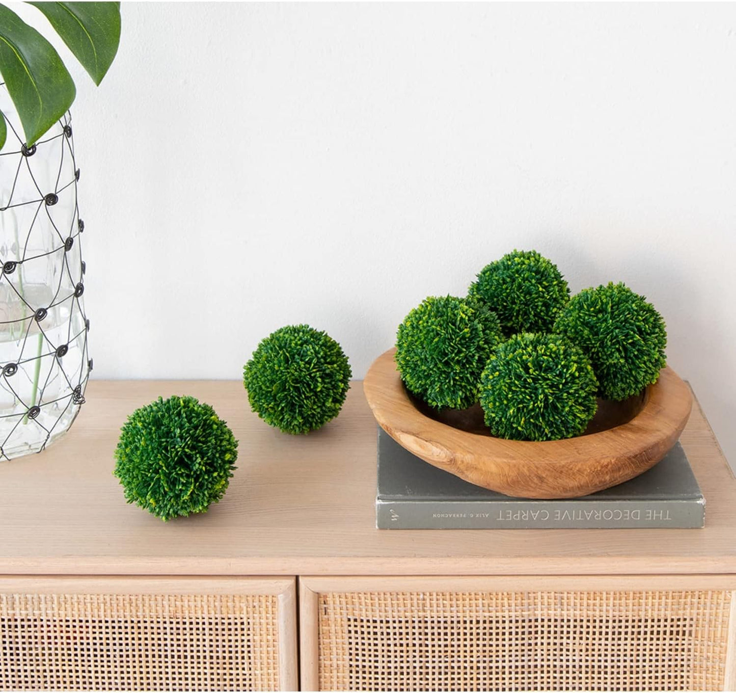 A&B Home 4" Green Boxwood Balls Artificial Plant Topiary Orb Indoor Outdoor Bowl Vase Table Centerpiece Decor Set of 3