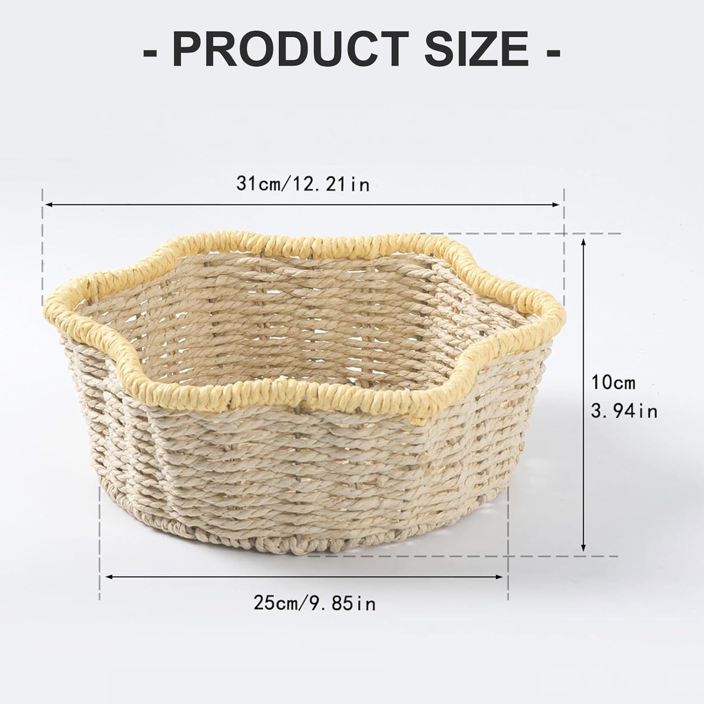 Handwoven Paper Rope Basket with Iron Frame Desktop Plant Holder & Hom