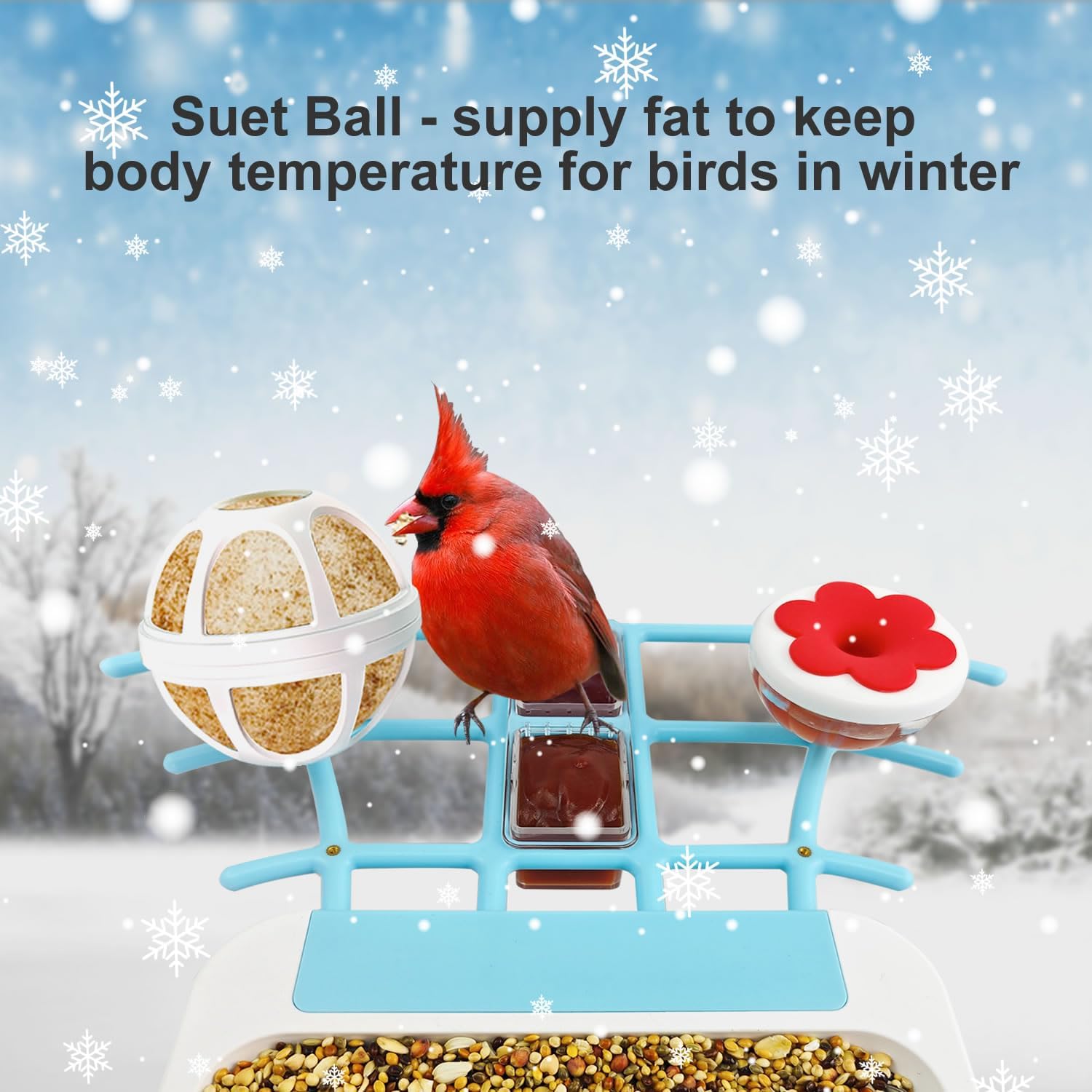 64GB Smart Bird Feeder with Camera Solar Powered, 2K 3MP HD Live Video