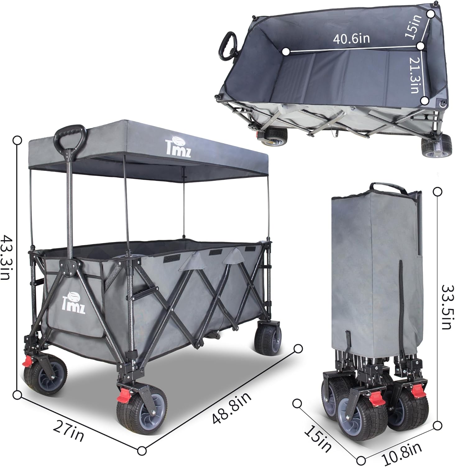 TMZ Collapsible Wagon 445L Extra Large Outdoor Utility Cart, Heavy Dut