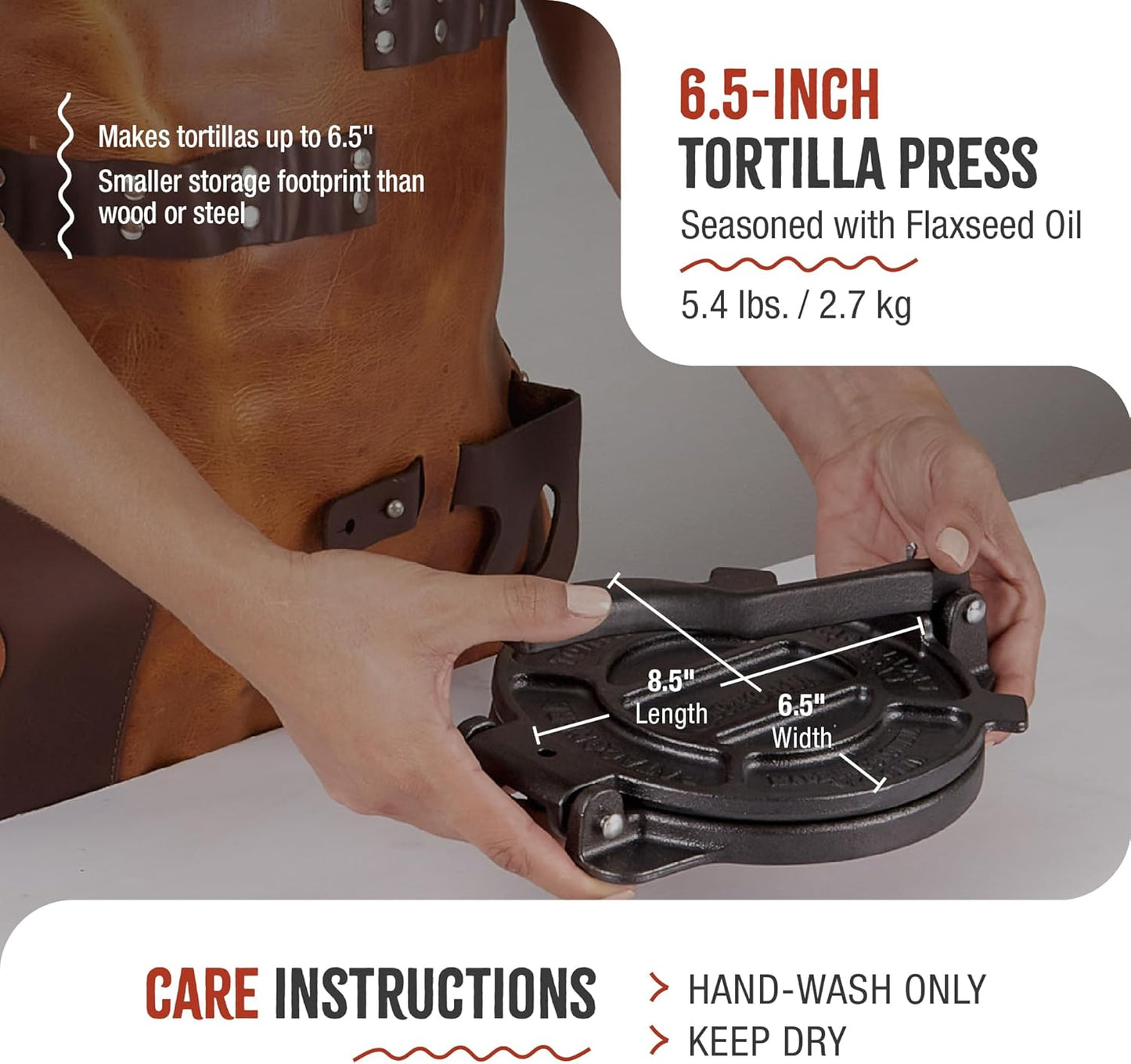Victoria Cast Iron Tortilla Press, Tortilla and Roti Maker, Made in Colombia, 6.5 Inches