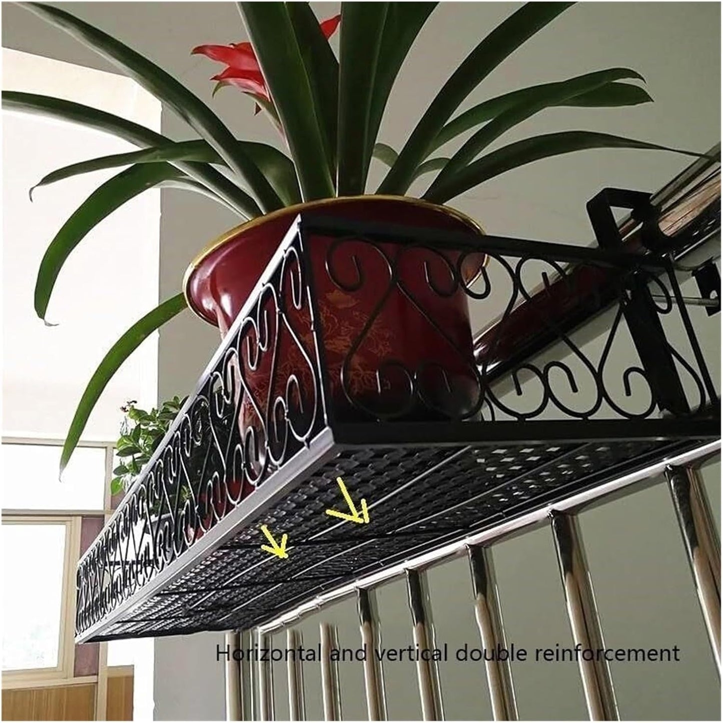 Thick Railing Planter & Fence Planters - Durable Hanging Flower Shelf for Balcony, Window Sill & Succulent/Pothos Plant Stand (30x60x18cm)