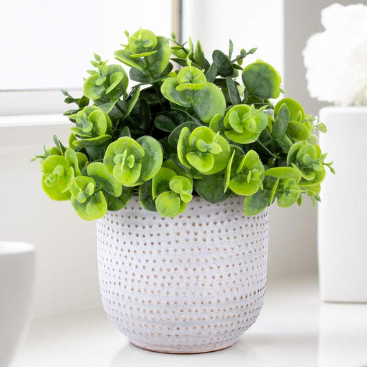 Artificial Plants in Ceramic Planter Cute Lysimachia Fake Succulent Flowers Potted for Home Office Table Desk Decor Living Room Bathroom Bedroom Shelves Decoration