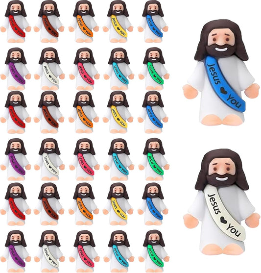 30PCS Little Jesus Figures, Mini Jesus Figurines in Bulk, Multicolor T