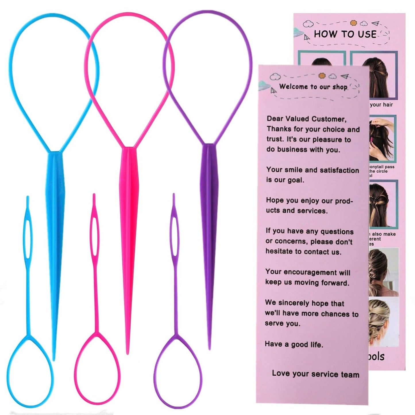 Aigee 6pcs Topsy Tail and Hair Loop Styling Tool Set - Ponytail Makers