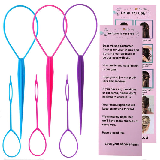 Aigee 6pcs Topsy Tail and Hair Loop Styling Tool Set - Ponytail Makers
