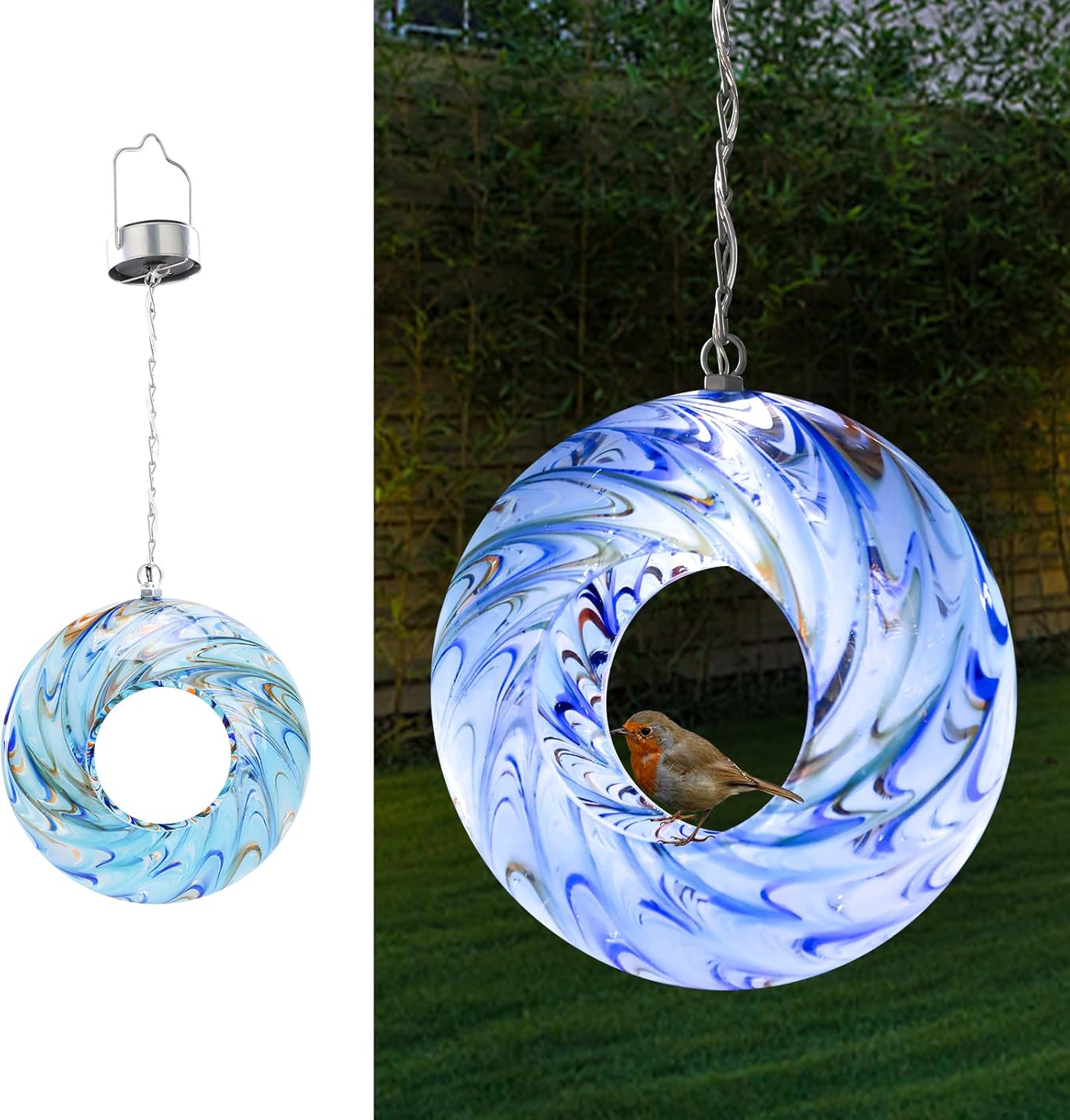 VCUTEKA Bird Feeder Solar Fly Through Bird Feeders for Outside Hanging