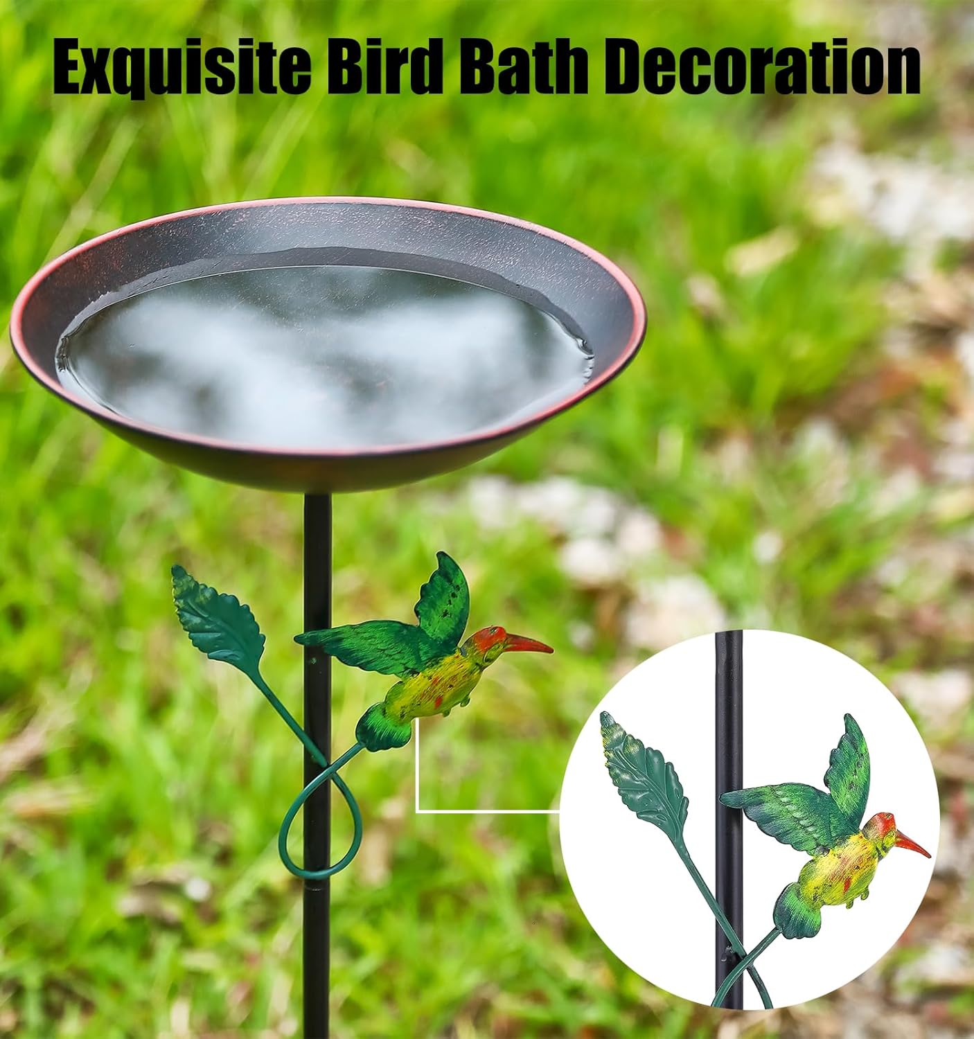 31.9”H Metal Bird Bath for Outdoors, Bird Feeder with Upgraded 5-Prong