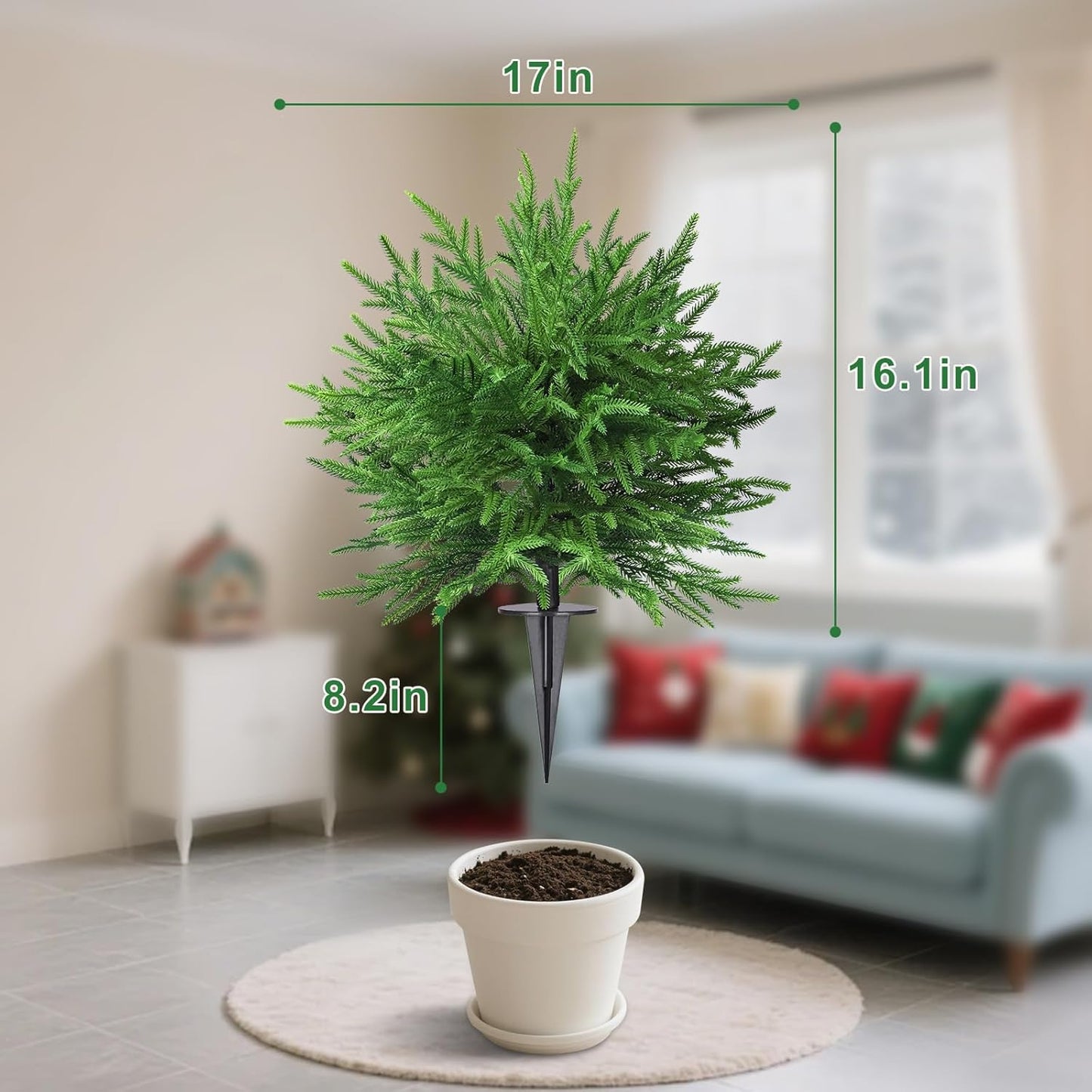 Artificial Topiary Ball Trees, 2 Pack 28'' UV Resistant Faux Cedar Bushes, Outdoor Indoor Decorative Evergreen Plants with Ground Spikes for Patio Garden Porch Decor
