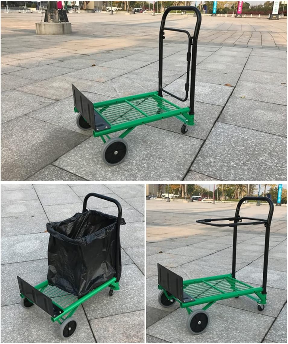 JSEIAJB Home Garden Folding Trolley Utility Wagon Foldable Trolley Grocery Cart Portable Trolley 4Wheel Multifunctional Forklift Trolley