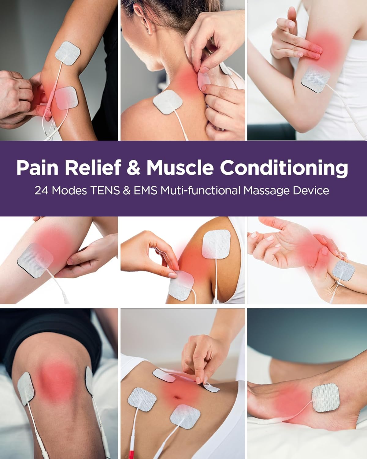TENKER TENS Unit Muscle Stimulator, 24 Modes TENS EMS Machine for Shou
