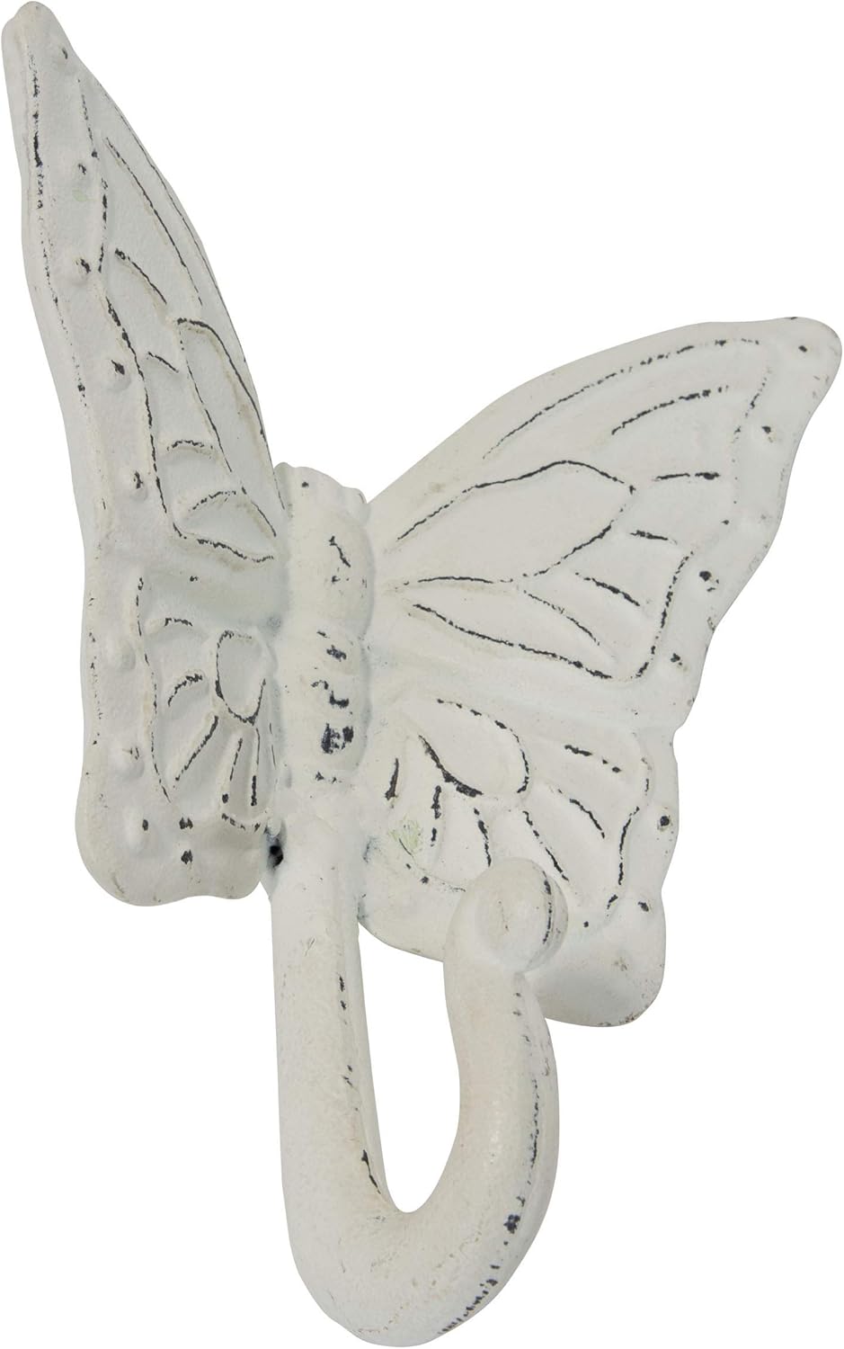 Foreside Home & Garden Rustic Antique White Metal Butterfly Wall Hook