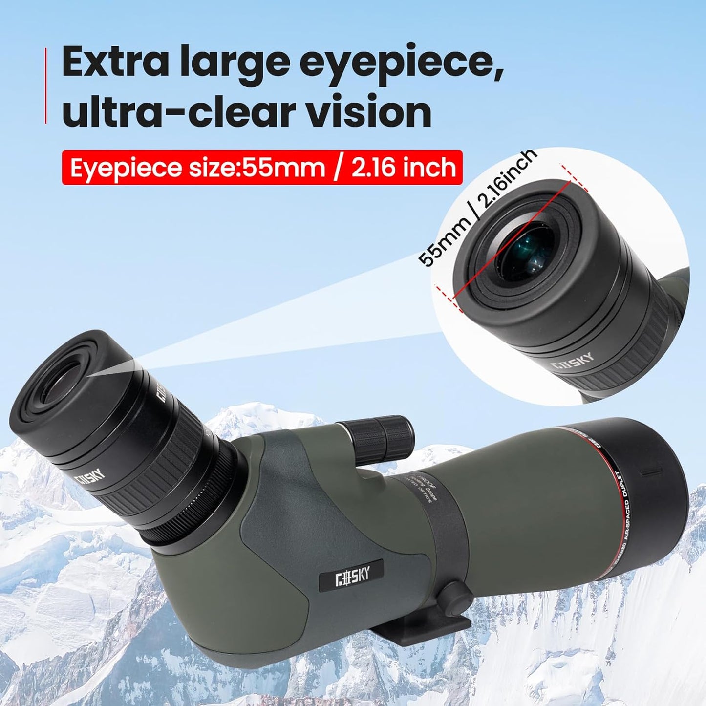 Gosky 20-60x80 Spotting Scope with Phone Adapter, Dual Focusing Waterproof Spotting Scopes for Target Shooting Bird Watching Hunting Wildlife Safari Viewing, BAK4 FMC Spotter Scope with Carrying Case