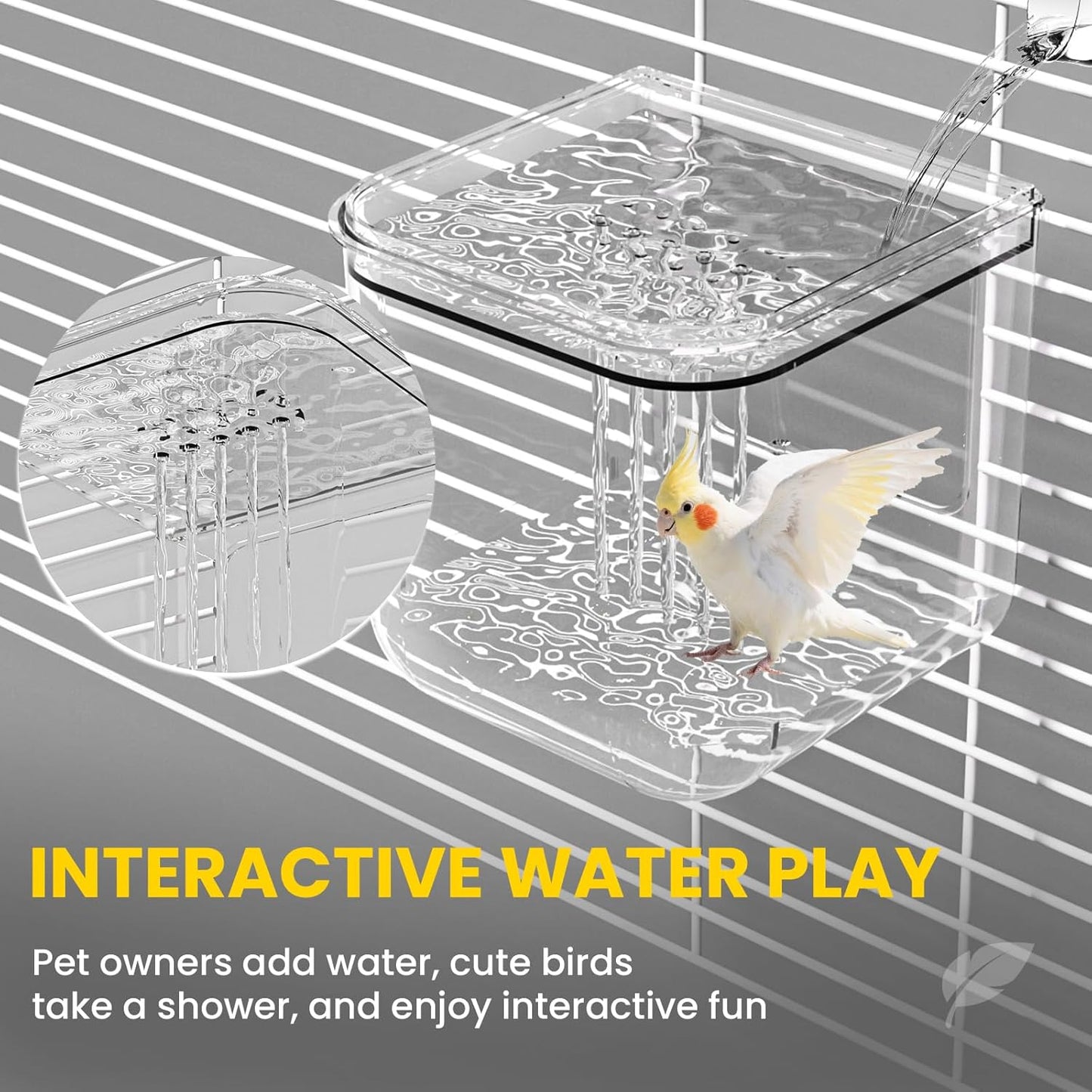 No Mess Automatic Bird Feeder,Multifunctional Parrot Seed Feeders,Transparent Seed Food Container,Bird Cage Accessories for Canaries Budgies Lovebirds Conures Cockatiels