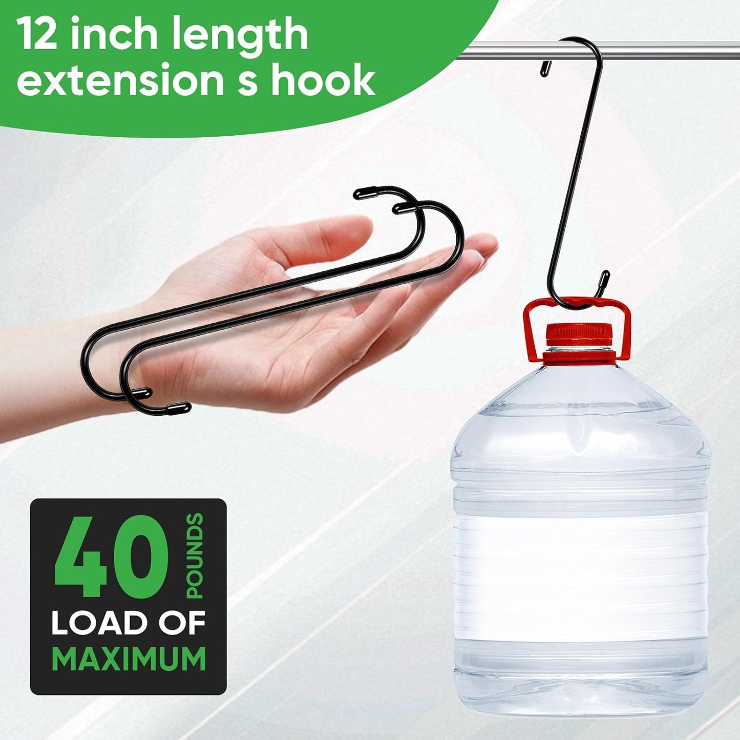 HiGift 8 Pack 12 Inch Long S Hooks for Hanging Plants, Large Plant Hoo