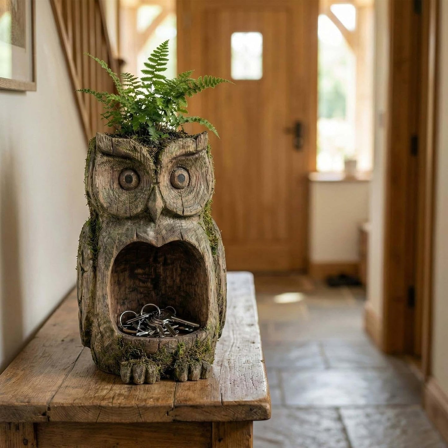 Owl Shaped Bird Feeder,Resin Owl Statue Bird Feeder - Outside Sparrow Feeding Station | for Outdoor Garden Backyard Patio Yard Porch