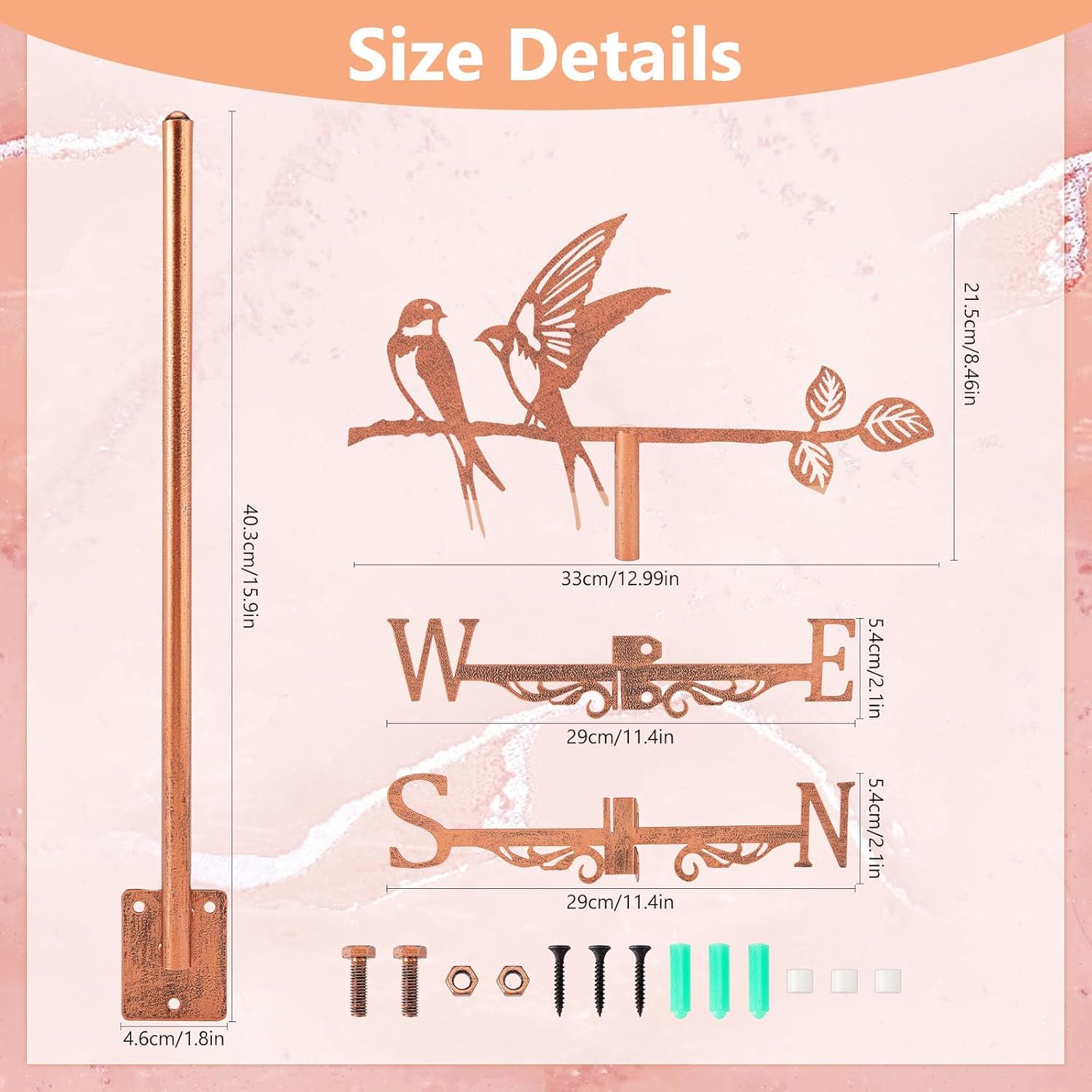 SUPERDANT Swallow Weather Vane Bird Tree Branch Wind Vanes for Yard An