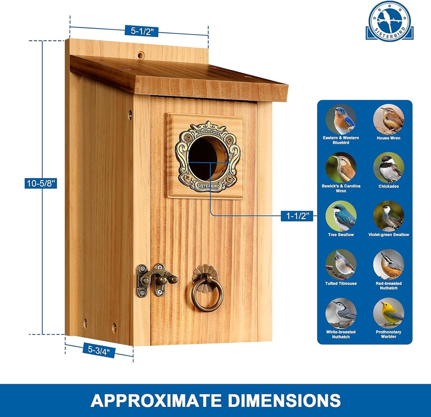 Premium Pack of 2 Bluebird Houses for Outside, Garden Bird Houses for Outdoor, Vintage Metal Predator Guard, Birdhouse Gift, Weatherproof Coating Bird Nesting, Assembly Required