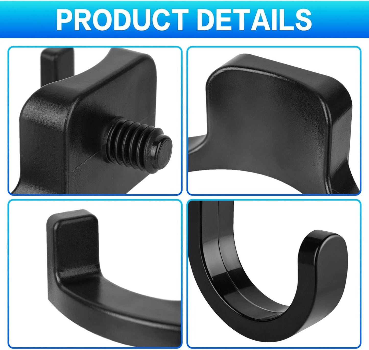 12 PCS ABS Storage Shed Tool Hooks, Black J-Shape and U-Shape Wall Mount Hooks for Organizing Garden Tools Like Shovels and Rakes in Sheds & Garages