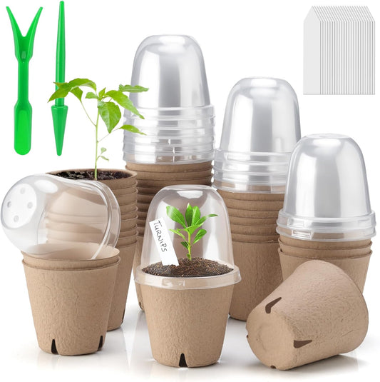 36 Set 3.15 Inch Peat Pots Plant Starters for Seedling with Humidity D